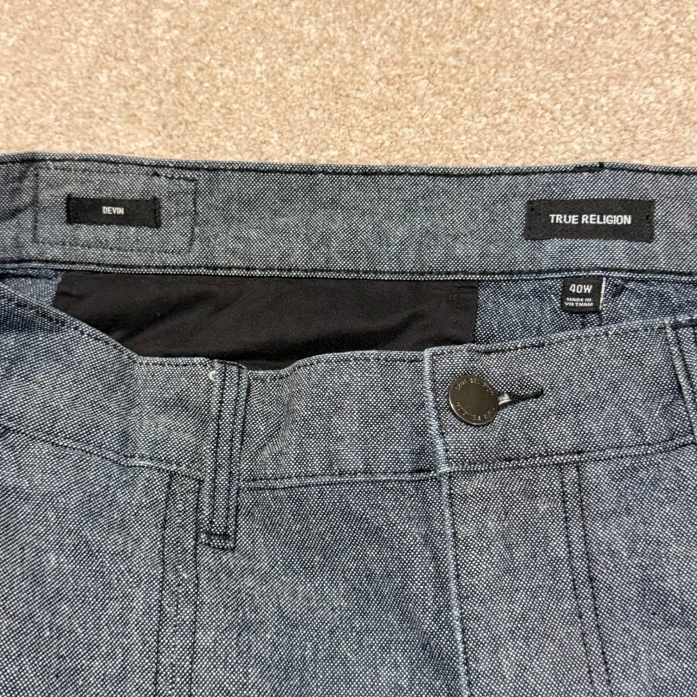 True Religion Cargo Jeans Men 40W Gray Devin‎ Straight Leg Utility Denim Pants